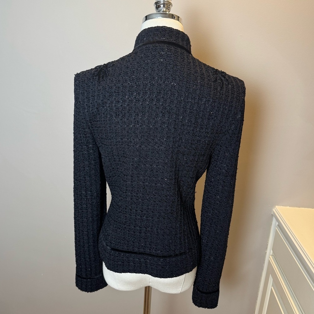 St. John Couture Black Embroidered Knit Jacket – Size 6 - Picture 8 of 10